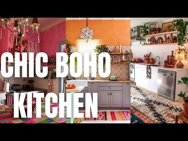 Chic Boho Kitchen Ideas. Colorful Bohemian Kitchen Decoration.