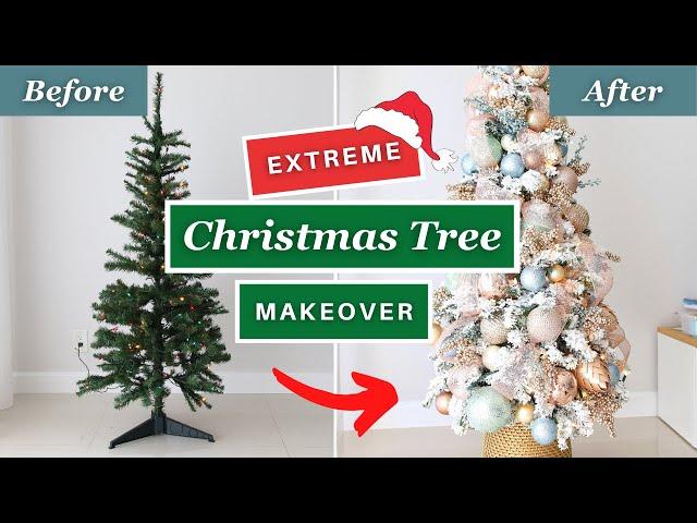 HOW TO MAKE A CHEAP CHRISTMAS TREE LOOK EXPENSIVE AND GLAMOROUS | Extreme Christmas Tree Makeover!