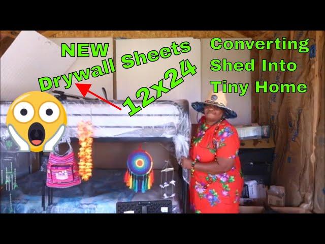 Small dreams57 Converting 12x24 Shed Into Tiny Home Drywall Sheets