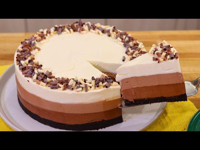 TORTA MOUSSE 3 CHOCOLATES SEM GELATINA PARA O NATAL | TORTA DE CHOCOLATE FÁCIL QUE NÃO VAI AO FOGO