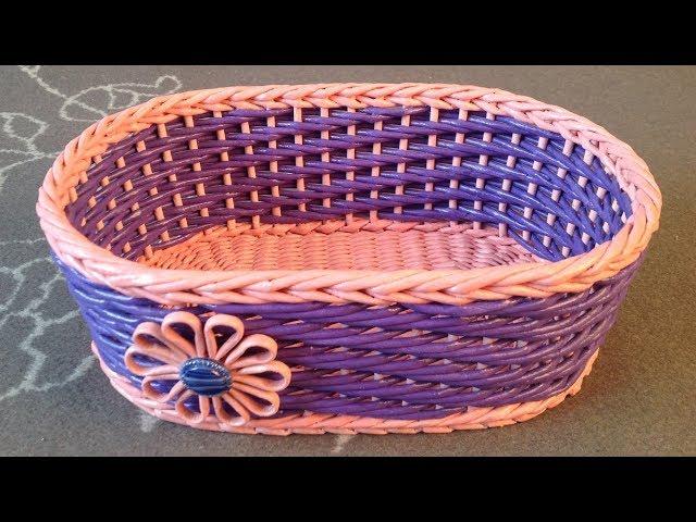 Tutorial with Nina Woven basket from newspaper ENGLISH SUBTITLES