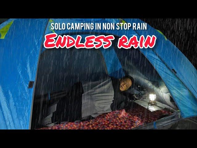 SOLO CAMPING HEAVY RAIN - ENJOY SOUND OF RAIN - RELAXING AND COOKING INSIDE THE TENT - ASMR