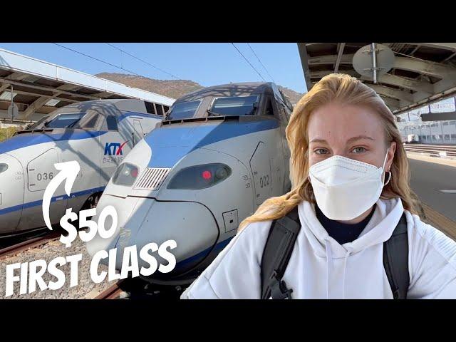 $50 FIRST CLASS KTX Korean Bullet Train Review (한국어 자막)