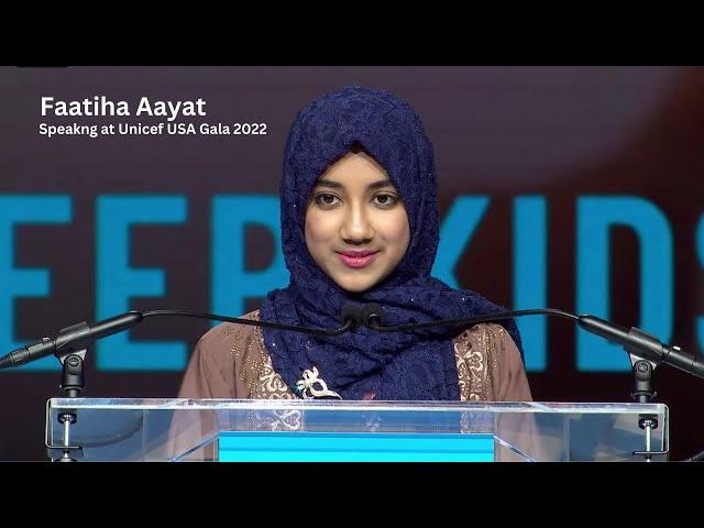 Faatiha Aayat | Speaking at UNICEF USA GALA 2022