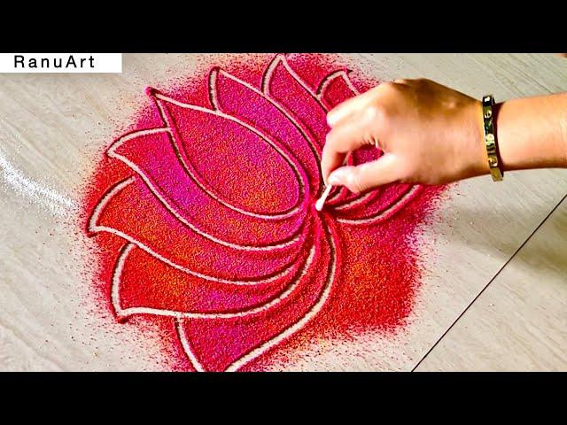 Simple peacock rangoli designs with coloursunique peacock rangoli designsRanu Art