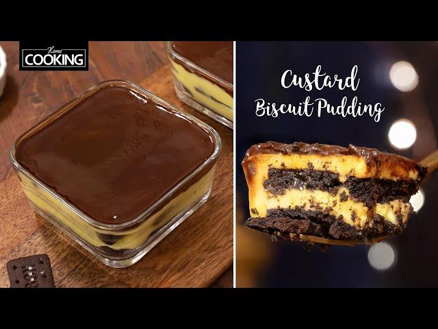 Custard Biscuit Pudding Recipe | Chocolate Pudding | Dessert l Easy Pudding Recipe @HomeCookingShow