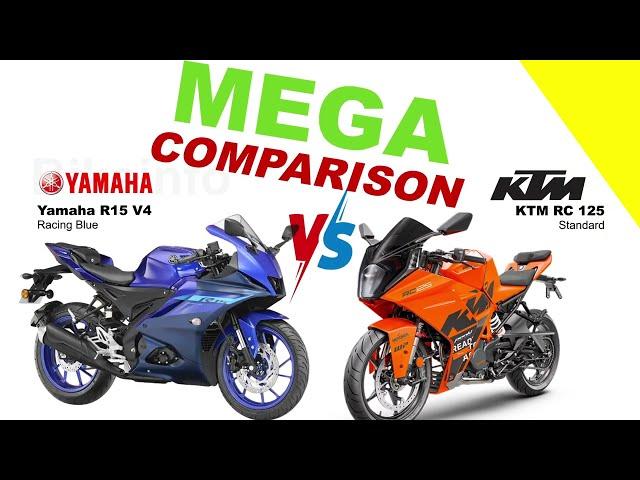 Yamaha R15 V4 vs KTM RC 125 | MEGA COMPARISON @bikeinfo-199 #bikecompare