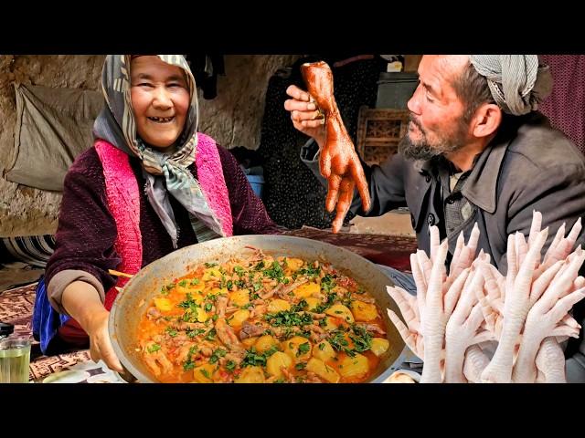 The CRAZIEST CHICKEN FEET Dish in Afghanistan! Cooked by Mountain Village Man