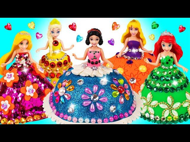 DIY Amazing Sparkle Dresses out of Clay for Princess Mini Dolls