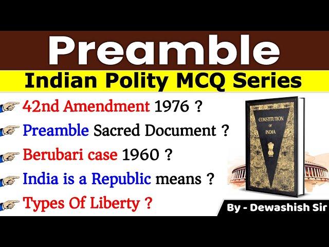 Preamble Of Indian Constitution | Polity MCQ | Expected Polity Question | Polity Gk | Dewashish Sir