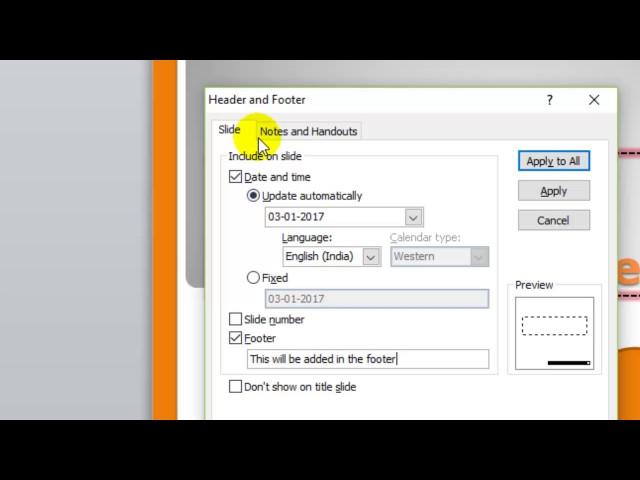 How to insert header and footer in Microsoft powerpoint slides