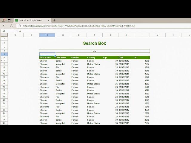 How to create a Search Box in Google Sheets