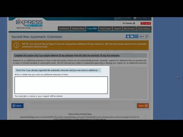 IRS Form 8809 - Second NonAutomatic Extension