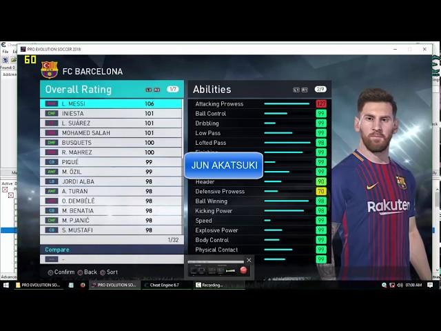 PES 2018 MASTER LEAGUE CHEAT ENGINE TABLE