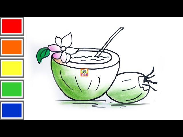 Coconut Water Coloring Page for Toddlers | Child Art | Daily Arts By Rahul