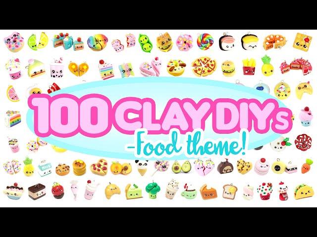 100 CLAY DIYs- FOOD theme! -Polymer Clay Compilation!