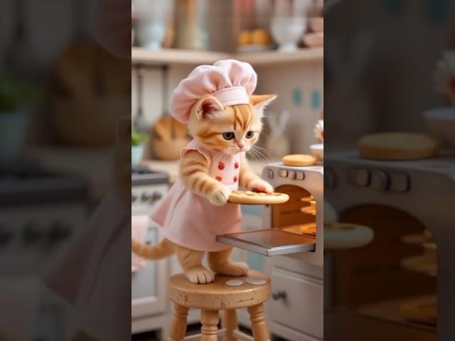"Tiny Golden Kitten Becomes a Pizza Chef  | Cutest Cooking Story Ever!"