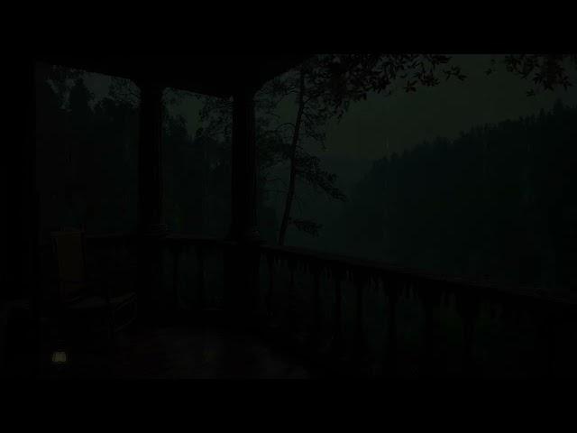 Hours Forest Rain with Distant Thunder - Falling asleep on balcony, rain on the roof, light thunder