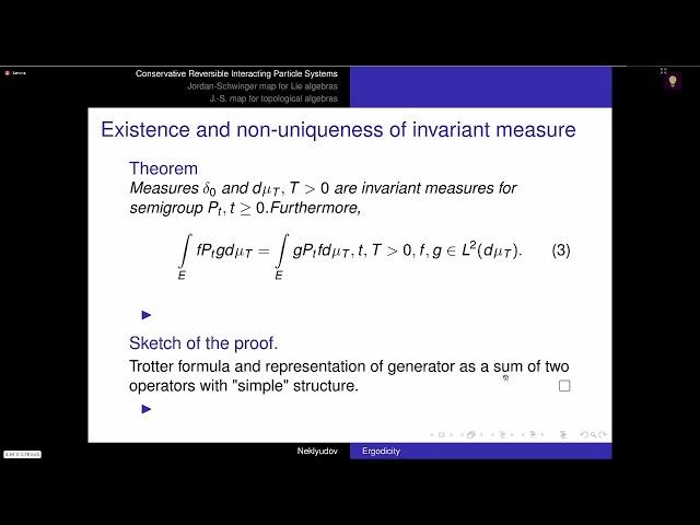 Mikhail Neklyudov - Ergodicity of infinite particle systems and applications
