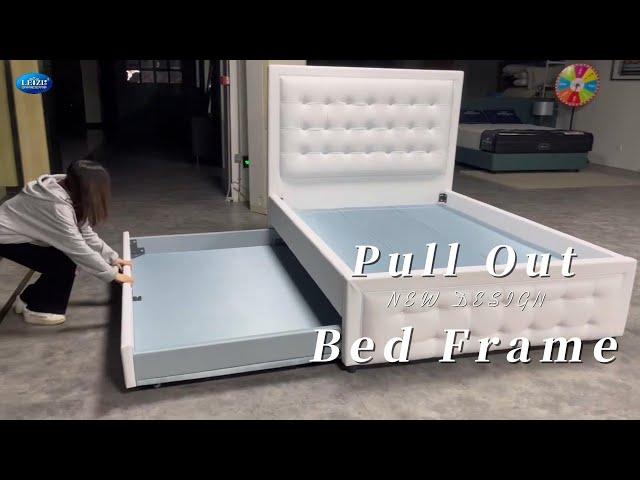 NEW DESIGN - Pull Out Bed Frame - One Bed With Two Mattresses | LEIZI Furniture