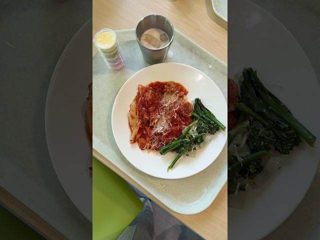 Free boba line was longer than the lunch lines  #foodie #mukbang #cafeteria #lunch #work #asmr