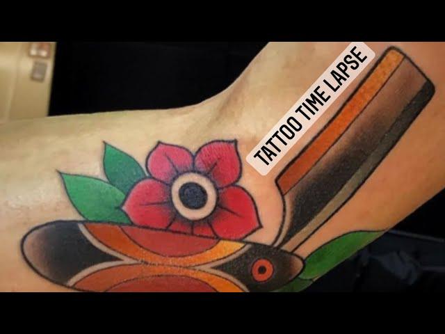 #11 Golovko Tattoo Timelaps   "old school razor" full video 40 min on patreon