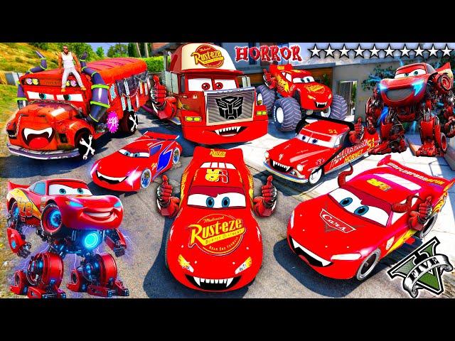 GTA 5 - Stealing TRANSFORMERS MCQUEEN CARS with Franklin! (Real Life Cars #88)