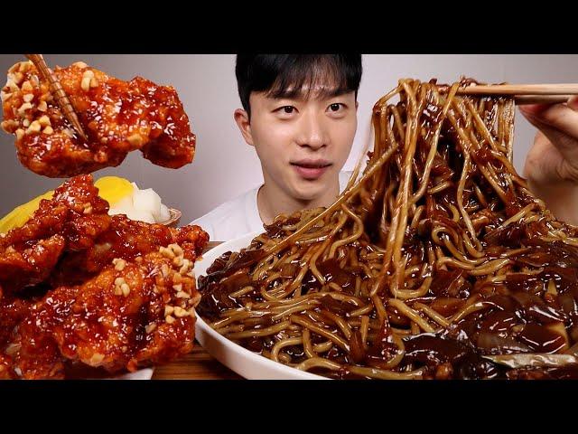 짜장면 양념치킨 먹어보겠습니다 !!! 너무 맛있잖아..............................! ASMR MUKBANG BLACK BEAN NOODLES CHICKEN