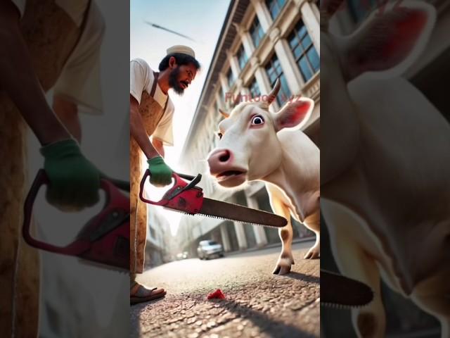 A man wants to slaughter a calf / safe animals #shorts #cow #safeanimals #ytshorts