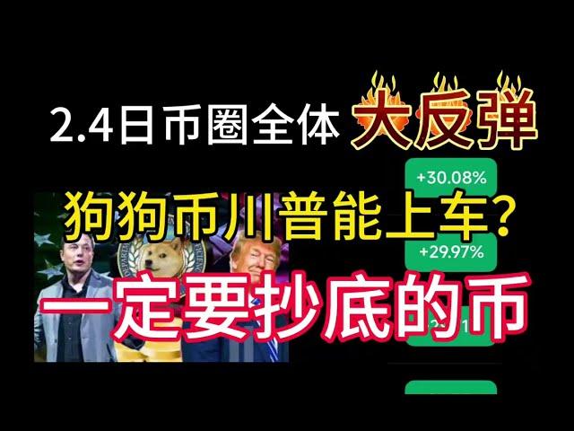 2.4日币圈全体触底反弹！狗狗币川普币什么时候回巅峰？一定要抄底的币！