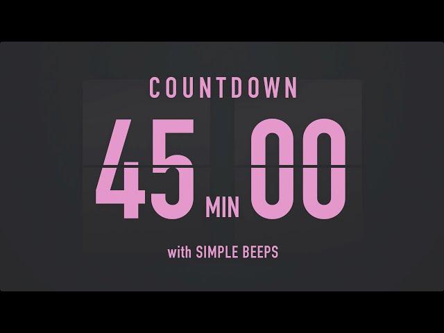 45 Minutes Countdown Flip Clock Timer / Simple Beeps 