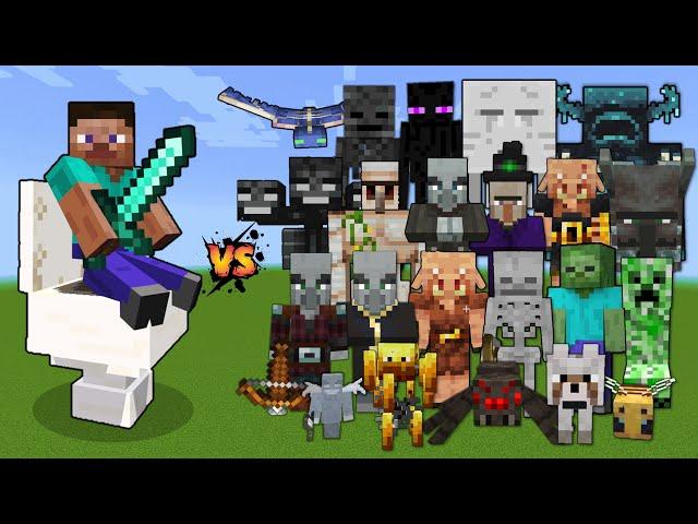 Steve Toilet vs All Minecraft Mobs