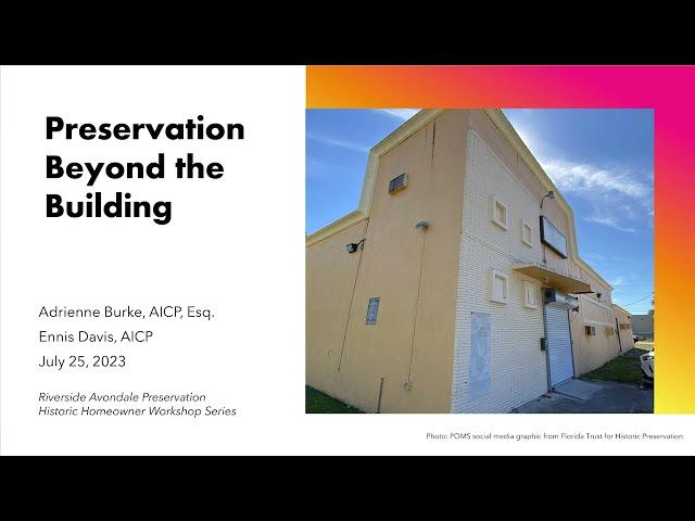Preservation Beyond the Building