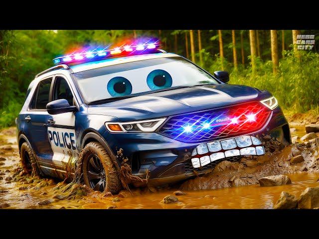 Police Cars vs. Muddy Pit Adventure: Thrilling Chases and Thief Cars Robbery Collection!