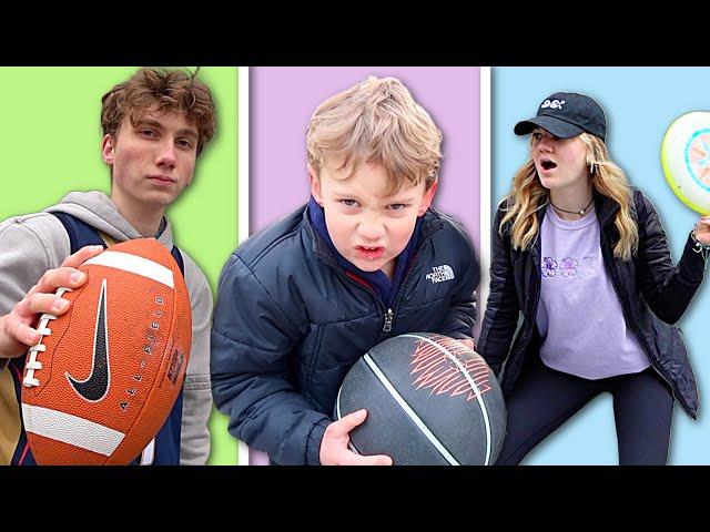 Frisbee vs. Basketball vs. Football TRICK SHOTS