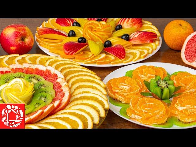 5 Fruit Plates for the Festive Table. Beautiful Fruit Slicing for the New Year