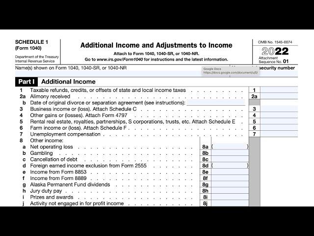 IRS Schedule 1 walkthrough (Additional Income & Adjustments to Income)