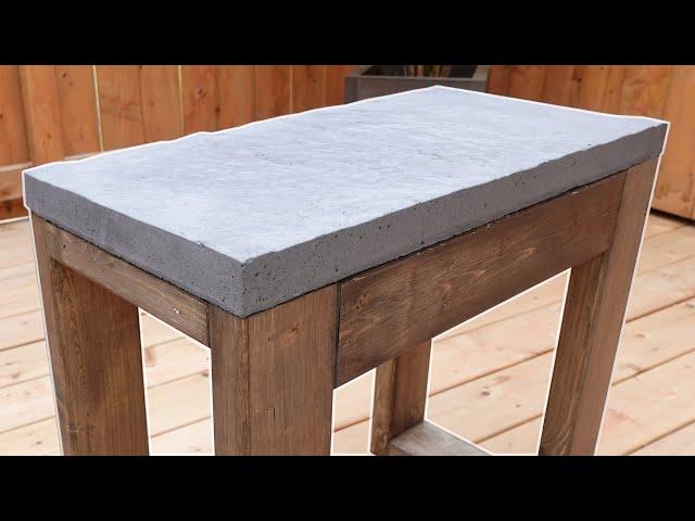 DIY Outdoor Side table from patio stone and 2x4's