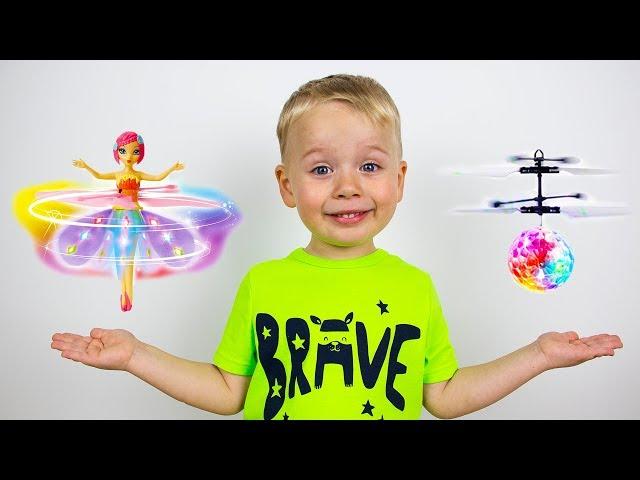 KIDS Playing with FLYING TOYS for Girls and Boys | Gaby and Alex