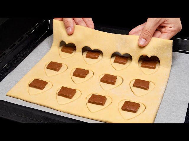 Dessert in 5 minutes! Just puff pastry and chocolate! They will disappear in a minute!