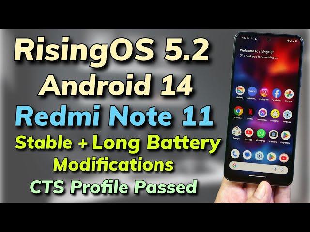 RisingOS 5.2 Android 14 ON Redmi Note 11 اردو हिन्दी