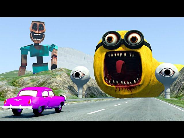 CAR EATER Cars Transportation with MINION EATER & MIMICER & WATER EYE TOWER – BeamNG.Drive