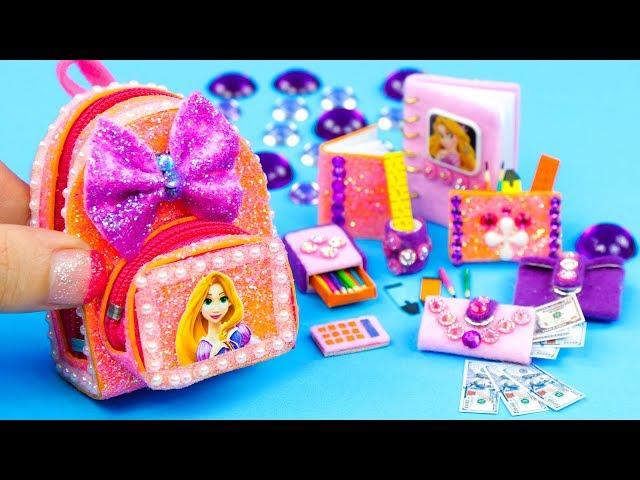 DIY Miniature Rapunzel School Supplies ~ Backpack, Notebook, Pencil Case