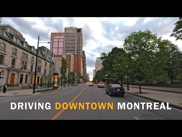 Driving in Downtown Montreal From Sherbrooke to Lionel-Groulx Metro Station
