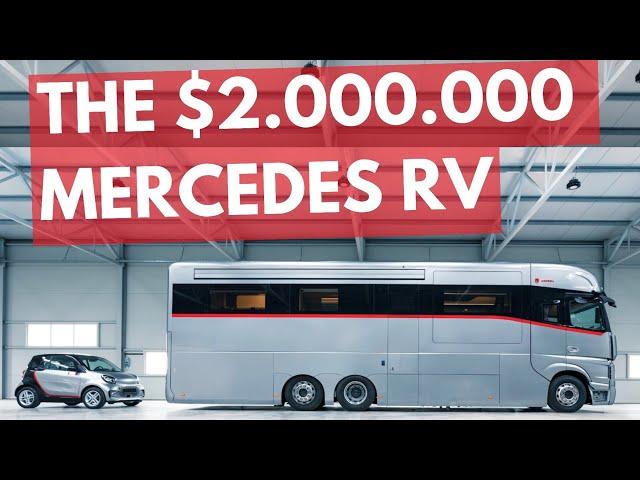 EUROPEAN CLASS A RV LUXURY $2.000.000 MERCEDES CAMPER exclusive ROOMTOUR with CAR inside