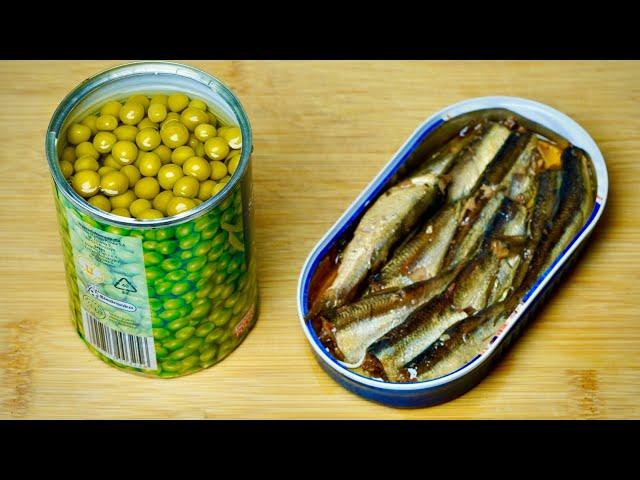 I take a JAR of PEAS and sprats and prepare a Brilliant salad for the New Year.