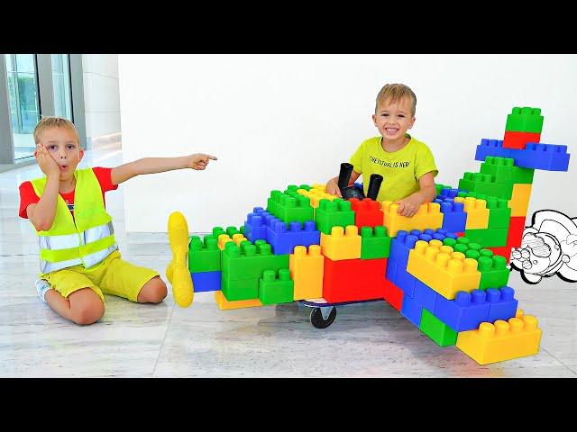 Vlad and Niki Ride on Toy Airplane & play with toys