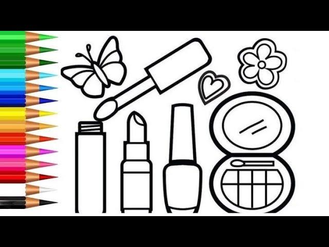 Cute Makeup  Accessories Mascara Lipstick Face powder Nail Polish Drawing and colouring video