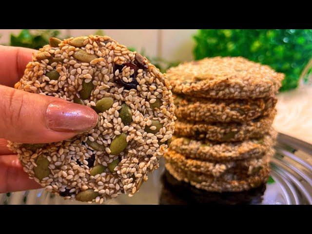 Gluten Free Only 3 Ingredients - Sesame Seeds & Pumpkin Seeds Cookie Recipe | Weight Loss Recipe