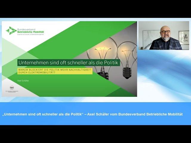 „Unternehmen sind oft schneller als die Politik“, Axel Schäfer, Bundesverband Betriebliche Mobilität